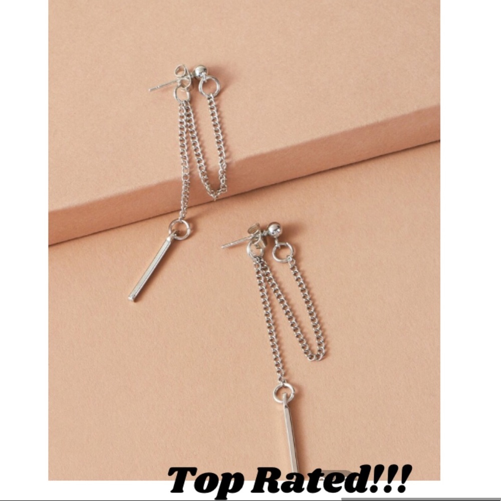 Silver Chain Back Tassel Earrings